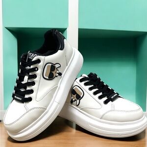 Karl Lagerfeld White Black Low Top Sneakers Women’s US 6.5 EU 37